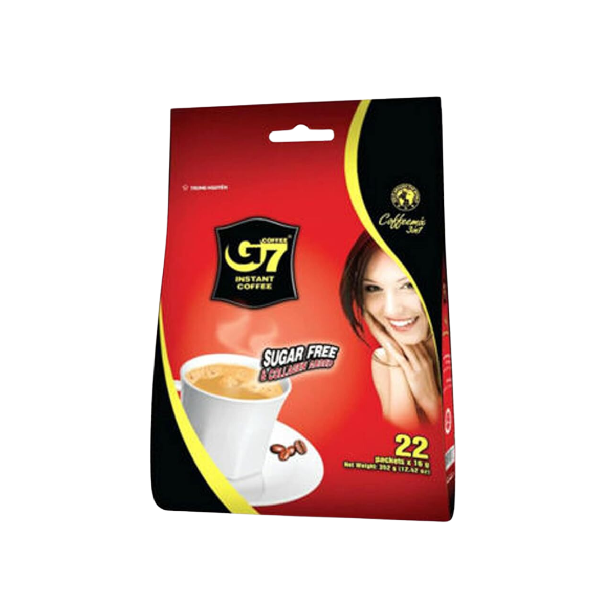 Café instantáneo G7 3 en 1 sin azúcar con colágeno añadido